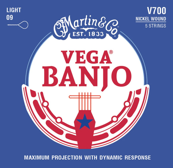 Martin Vega Nickel/Steel 5 String Banjo Strings .009-.020