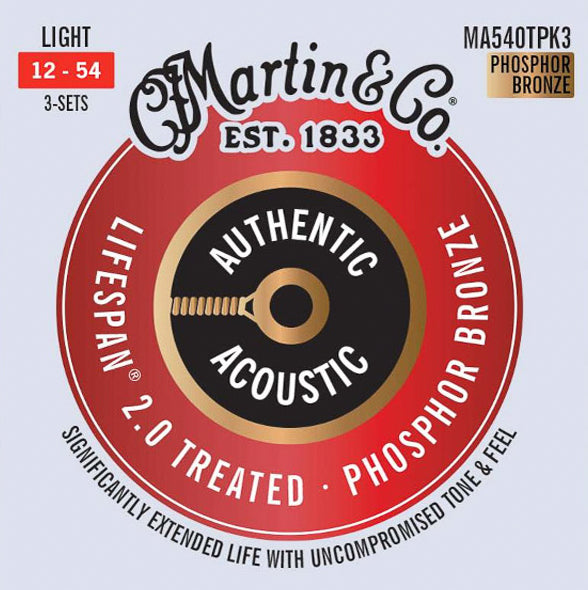 Martin Guitar Strings MA540T Phosphor Bronze 12-54 3pk