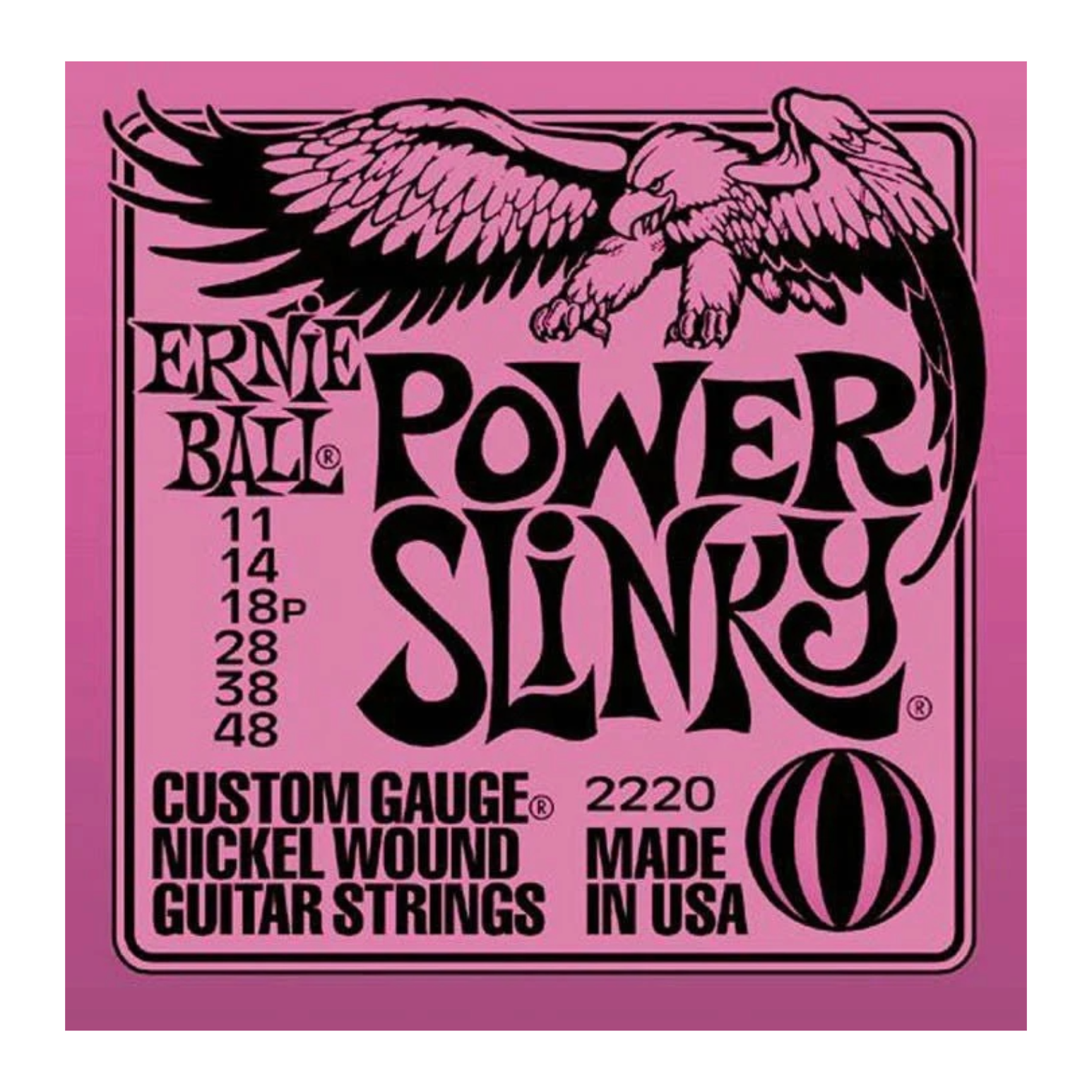 Ernie Ball Power Slinky Custom Nickel Wound Guitar Strings 11-48