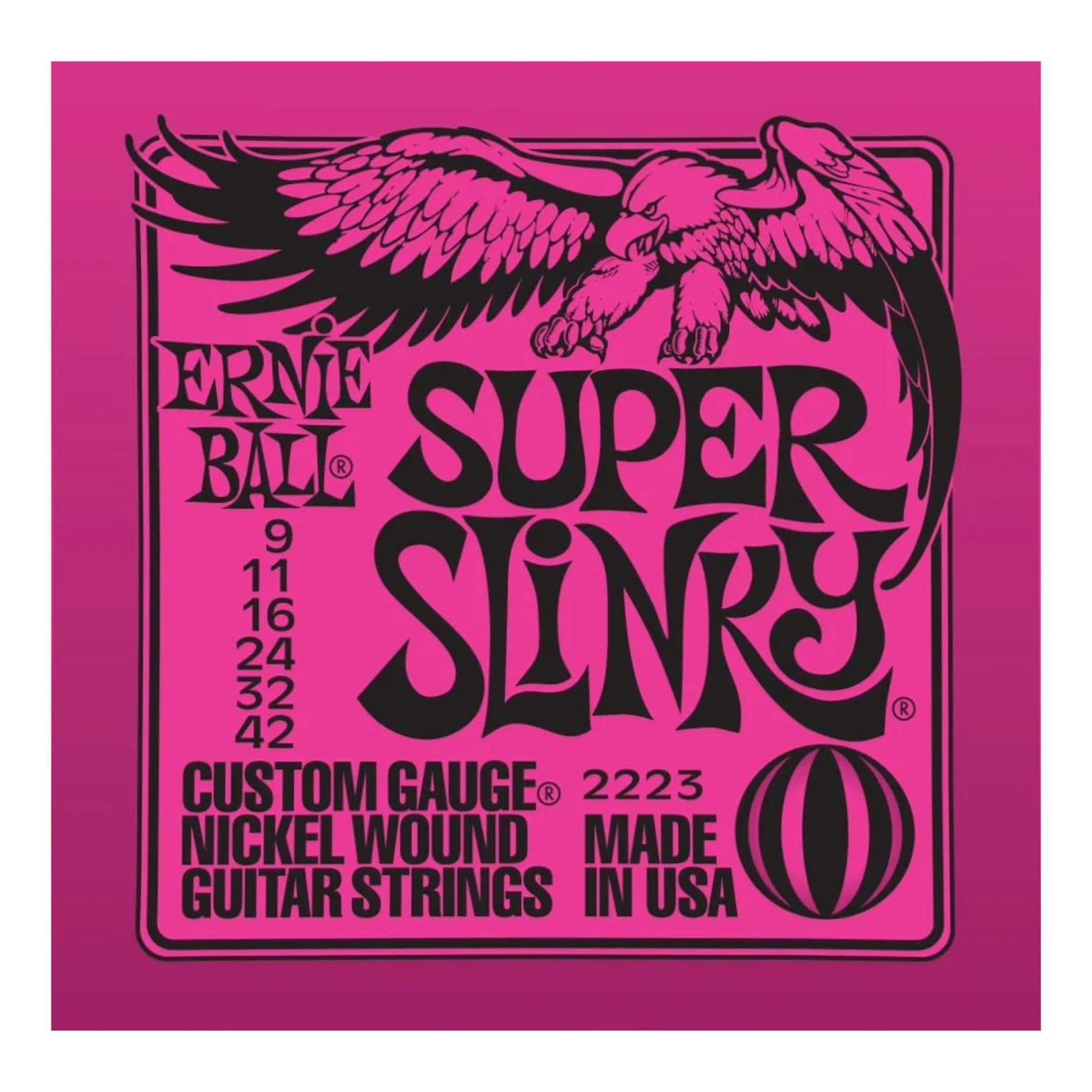Ernie Ball Super Slinky Custom Nickel Wound Guitar Strings 9-42