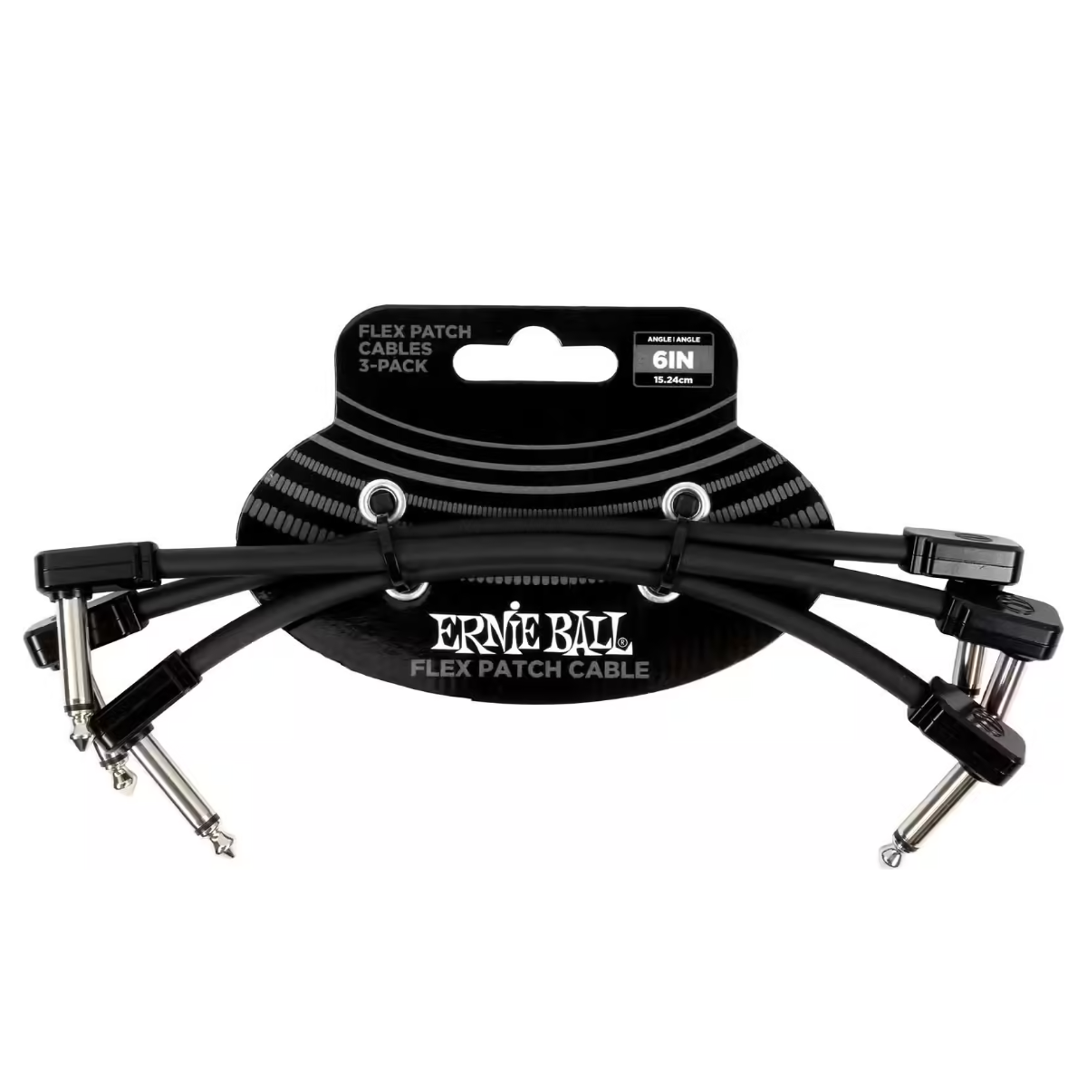 Ernie Ball Flex Patch Cable Angle/Angle Black - 6inch (3 Pack)