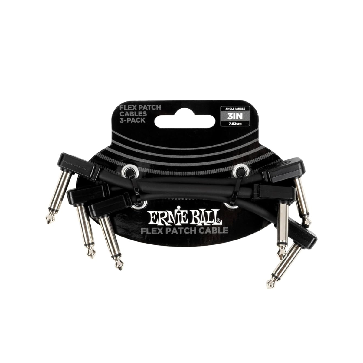 Ernie Ball Flex Patch Cable Angle/Angle Black - 3inch (3 Pack)